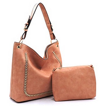 Fashion Whipstitch Chain 2-in-1 Shoulder Bag Hobo