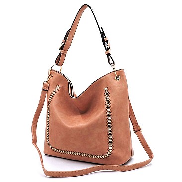 Fashion Whipstitch Chain 2-in-1 Shoulder Bag Hobo