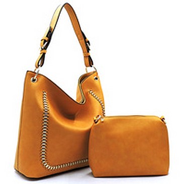 Fashion Whipstitch Chain 2-in-1 Shoulder Bag Hobo