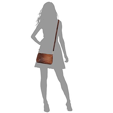 Ostrich Croc Patchwork Stipe 2-in-1 Satchel