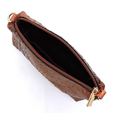 Ostrich Croc Patchwork Stipe 2-in-1 Satchel