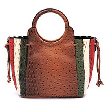 Ostrich Croc Patchwork Stipe 2-in-1 Satchel
