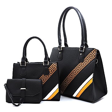 3-in-1 Geometric Stripe Satchel