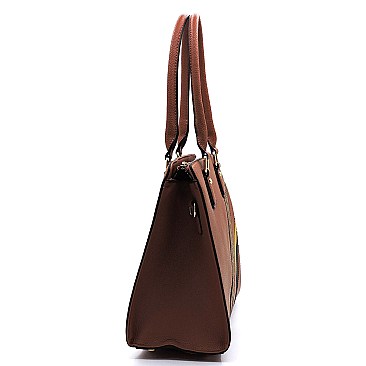 3-in-1 Geometric Stripe Satchel