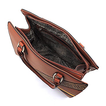 3-in-1 Geometric Stripe Satchel