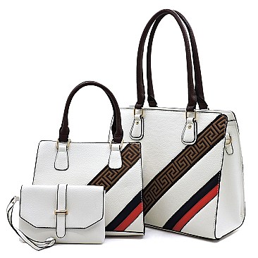 3-in-1 Geometric Stripe Satchel