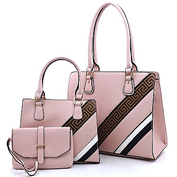 3-in-1 Geometric Stripe Satchel