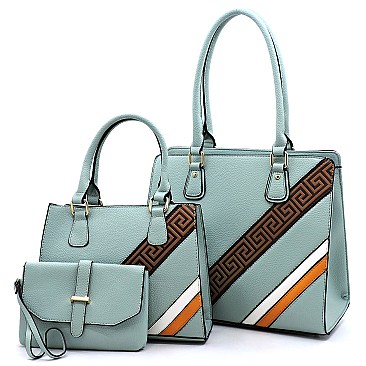 3-in-1 Geometric Stripe Satchel