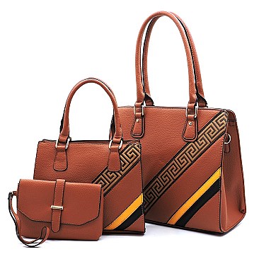 3-in-1 Geometric Stripe Satchel