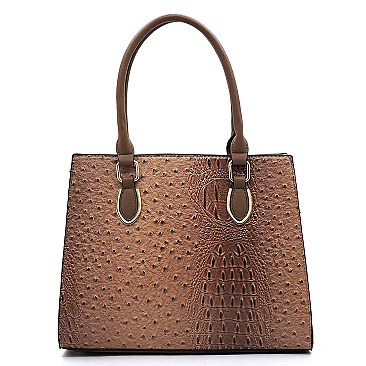 Top Handle Ostrich Croc Satchel