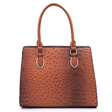 Top Handle Ostrich Croc Satchel