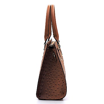 Top Handle Ostrich Croc Satchel