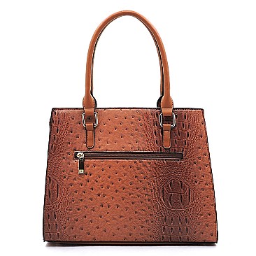 Top Handle Ostrich Croc Satchel