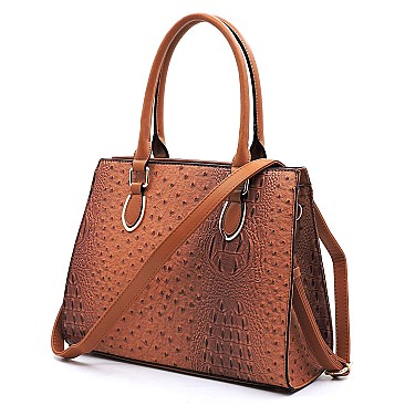 Top Handle Ostrich Croc Satchel