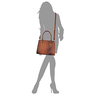 Top Handle Ostrich Croc Satchel