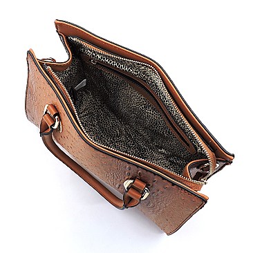 Top Handle Ostrich Croc Satchel