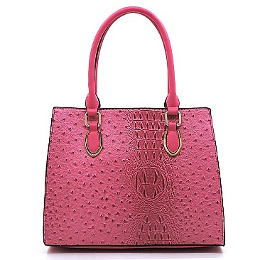 Top Handle Ostrich Croc Satchel