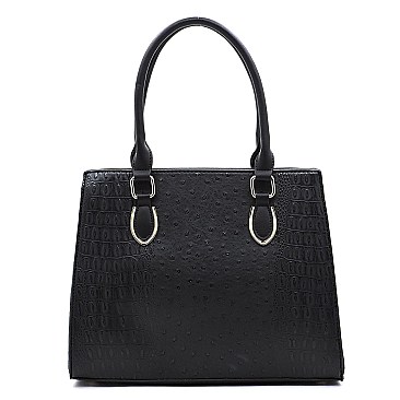 Top Handle Ostrich Croc Satchel