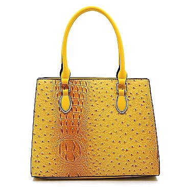 Top Handle Ostrich Croc Satchel