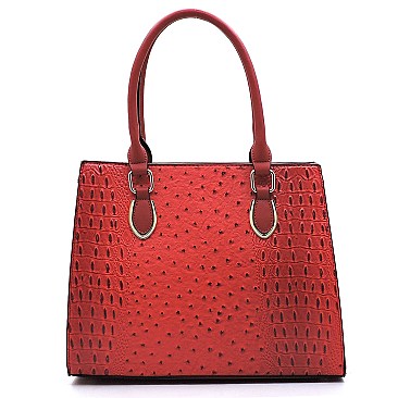 Top Handle Ostrich Croc Satchel