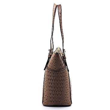 2-in-1 Ostrich Croc Shopper Set