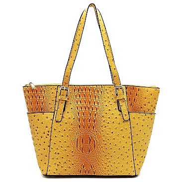 2-in-1 Ostrich Croc Shopper Set