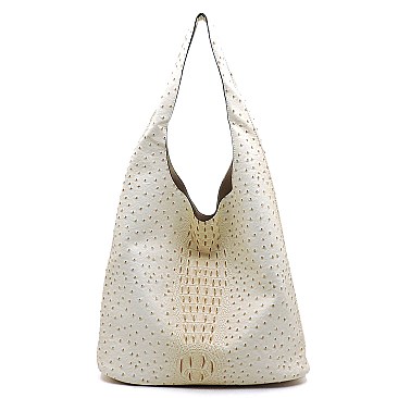 2-in-1 Shoulder Bag Ostrich Croc Hobo