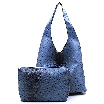 2-in-1 Shoulder Bag Ostrich Croc Hobo