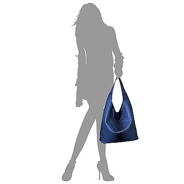 2-in-1 Shoulder Bag Ostrich Croc Hobo