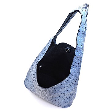 2-in-1 Shoulder Bag Ostrich Croc Hobo