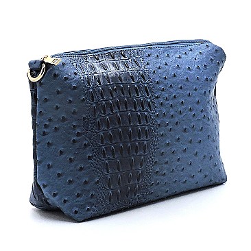 2-in-1 Shoulder Bag Ostrich Croc Hobo