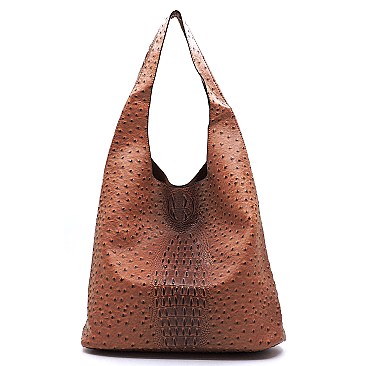 2-in-1 Shoulder Bag Ostrich Croc Hobo