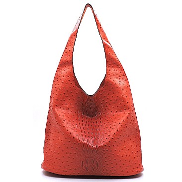 2-in-1 Shoulder Bag Ostrich Croc Hobo