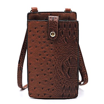 Ostrich Croc Crossbody Bag Cell Phone Purse