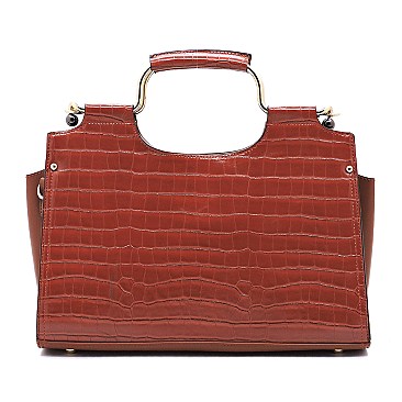 Croc Alligator Top Handle Satchel