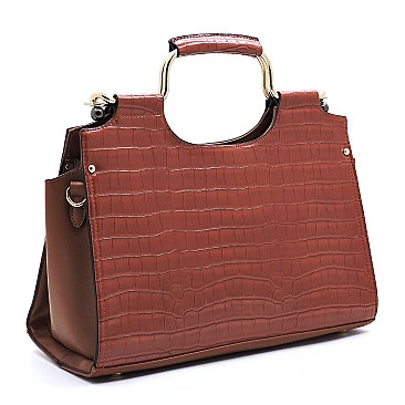 Croc Alligator Top Handle Satchel