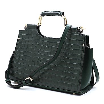 Croc Alligator Top Handle Satchel