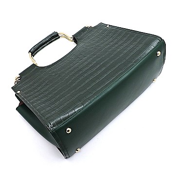 Croc Alligator Top Handle Satchel