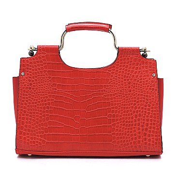Croc Alligator Top Handle Satchel