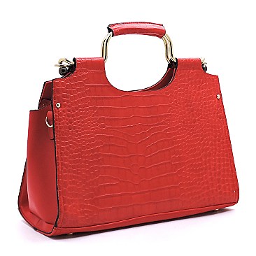 Croc Alligator Top Handle Satchel