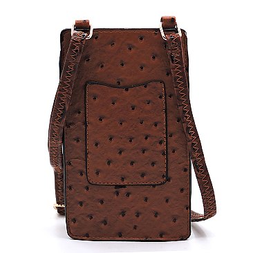 Ostrich Croc Crossbody Bag Cell Phone Purse