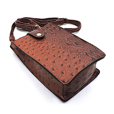 Ostrich Croc Crossbody Bag Cell Phone Purse