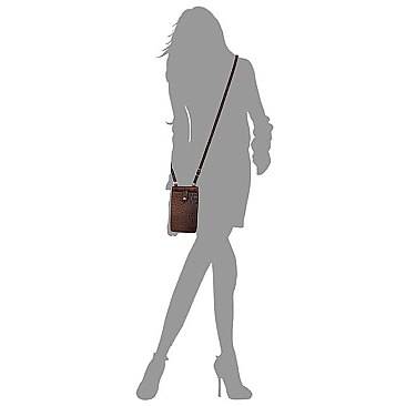 Ostrich Croc Crossbody Bag Cell Phone Purse
