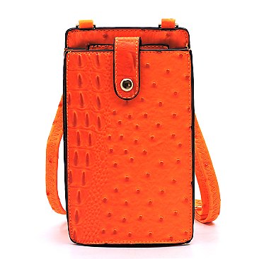 Ostrich Croc Crossbody Bag Cell Phone Purse