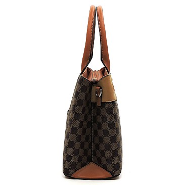 2-in-1 Trendy Monogram Colorblock Satchel Set