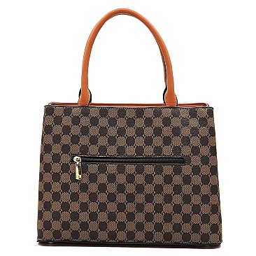 2-in-1 Trendy Monogram Colorblock Satchel Set