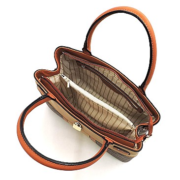 2-in-1 Trendy Monogram Colorblock Satchel Set