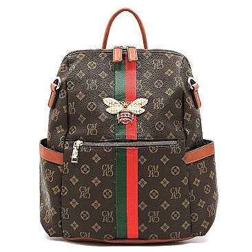 BEE STRIPE ACCENT Monogram Fashion Backpack