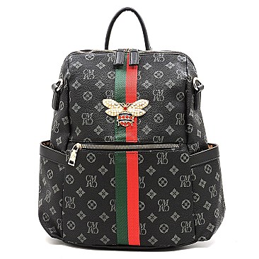 BEE STRIPE ACCENT Monogram Fashion Backpack