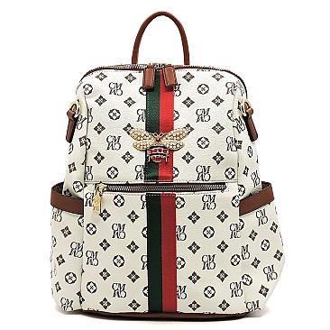 BEE STRIPE ACCENT Monogram Fashion Backpack